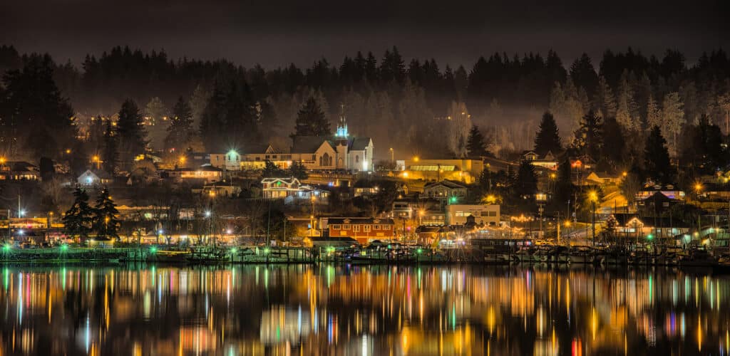 Poulsbo Washington At Night