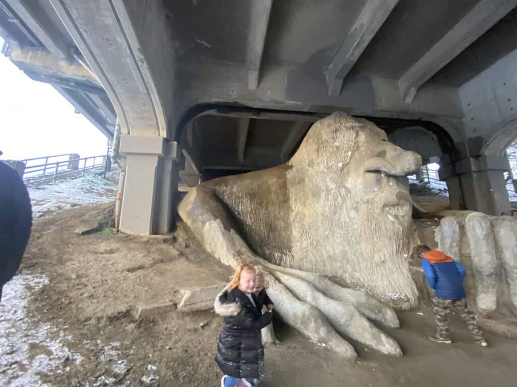 climbing on the fremont troll